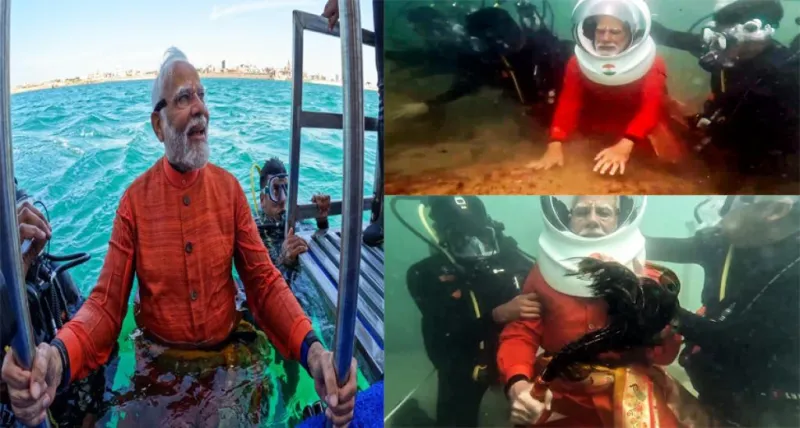 "દૈવી અનુભવ...": PM મોદીએ સ્કુબા ગિયર પહેરીને દ્વારકામાં પોતાની પાણીની અંદરની તસવીરો શેર કરી