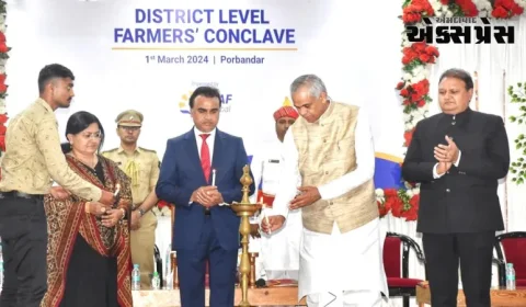 રાજ્યપાલ આચાર્ય દેવવ્રતજીના અધ્યક્ષસ્થાને પોરબંદરમાં જિલ્લા કક્ષાનું ખેડૂત સંમેલન યોજાયું