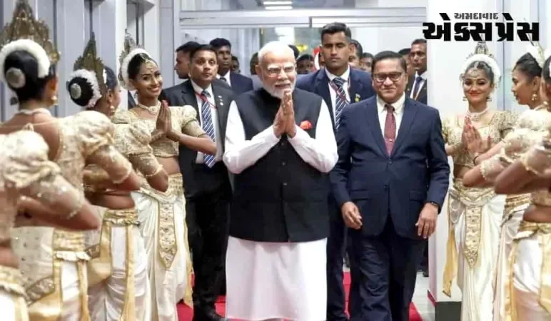 પ્રધાનમંત્રી મોદી કોલંબો પહોંચ્યા, કાલે શ્રીલંકાના રાષ્ટ્રપતિ દિસાનાયકેને મળશે