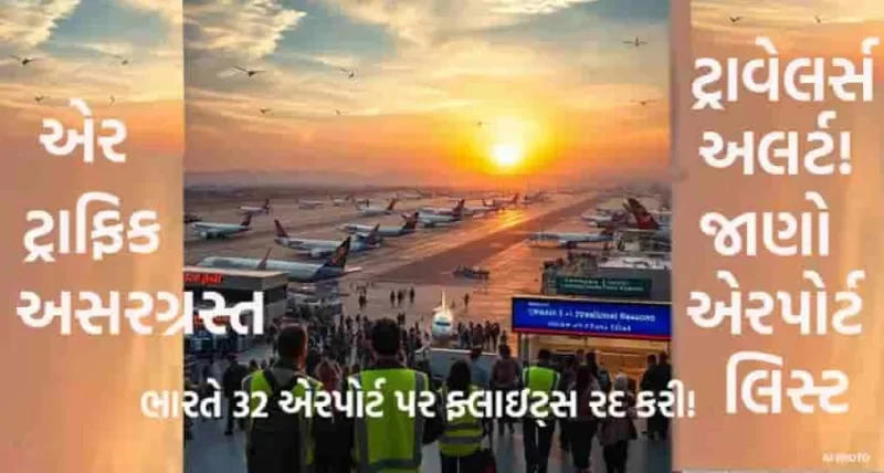ભારતીય એરસ્પેસમાં મોટો ફેરફાર! 32 એરપોર્ટ પર ફ્લાઇટ્સ રદ – વિગતવાર રિપોર્ટ 