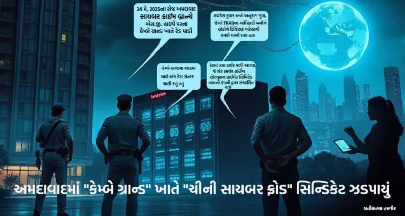 અમદાવાદમાં "કેમ્બે ગ્રાન્ડ" ખાતે "ચીની સાયબર ફ્રોડ" સિન્ડિકેટ ઝડપાયું