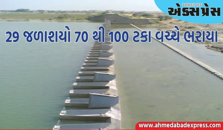 રાજ્યમાં સાર્વત્રિક વરસાદના પરિણામે ૧૦ જળાશયો સંપૂર્ણ : ૨૯ જળાશયો ૭૦ થી ૧૦૦ ટકા વચ્ચે ભરાયા