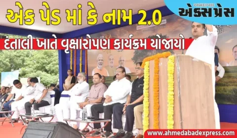 એક પેડ માં કે નામ ૨.૦ અંતર્ગત દંતાલી ખાતે વૃક્ષારોપણ કાર્યક્રમ યોજાયો