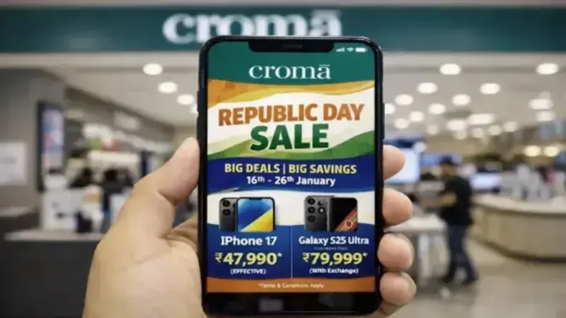ધમાકેદાર ઓફર: ક્રોમાના 'રિપબ્લિક ડે સેલ'માં iPhone 17 માત્ર ₹47,990માં! સેમસંગ અને મેકબુક પર પણ મળી રહી છે મોટી બચત