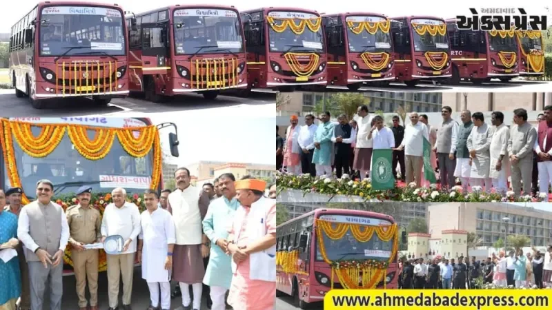 મુસાફરોની સુવિધામાં વધારો: ગાંધીનગરથી 182 નવીન એસ.ટી. બસોને હર્ષ સંઘવી અને સીએમએ આપી લીલી ઝંડી