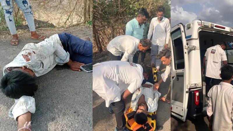 નસવાડીના પડવાણ રોડ પર અકસ્માત બાદ ઇજાગ્રસ્ત યુવકને ૧૦૮ એમ્બ્યુલન્સમાં સારવાર અપાવતા જિલ્લા ઉપપ્રમુખ રાયસીંગભાઈ ભીલ