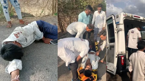 નસવાડીના પડવાણ રોડ પર અકસ્માત: જિલ્લા ઉપપ્રમુખે દેખાડી માનવતા, યુવકનો બચ્યો જીવ - Ahmedabad Express