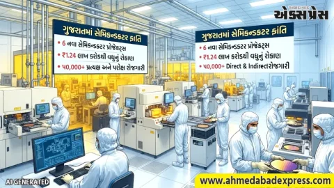 ગુજરાતમાં લગભગ ₹1.24 લાખ કરોડનું રોકાણ ધરાવતા 6 સેમિકન્ડક્ટર પ્રોજેક્ટ્સ થકી આશરે 50,000થી વધુ પ્રત્યક્ષ અને પરોક્ષ રોજગારીનું સર્જન થશે