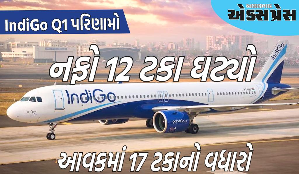 IndiGo Q1 પરિણામો: કંપનીનો નફો 12 ટકા ઘટ્યો, આવકમાં 17 ટકાનો વધારો થયો