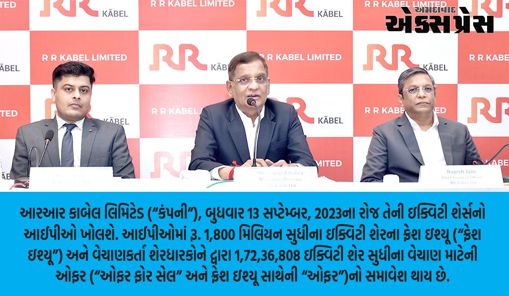 R R KABEL LIMITEDનો આઈપીઓ 13 સપ્ટેમ્બર, 2023ના રોજ ખુલશે